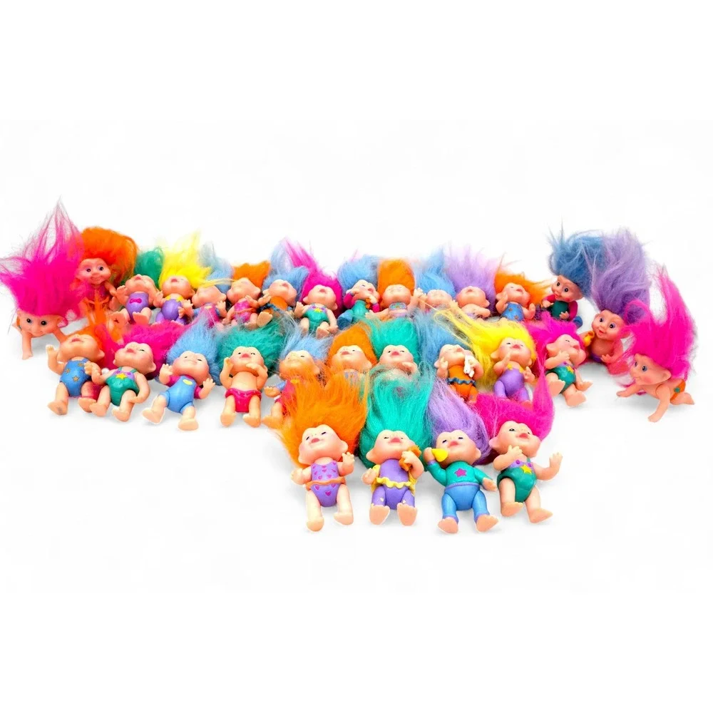 Lot of 25 Small Troll Dolls with Brightly Colored Hair Toy Figurines for‎ Kids